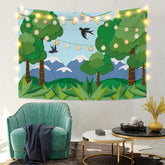 Lofaris Spring Scenery Mountain Forest Cartoon Custom Tapestry